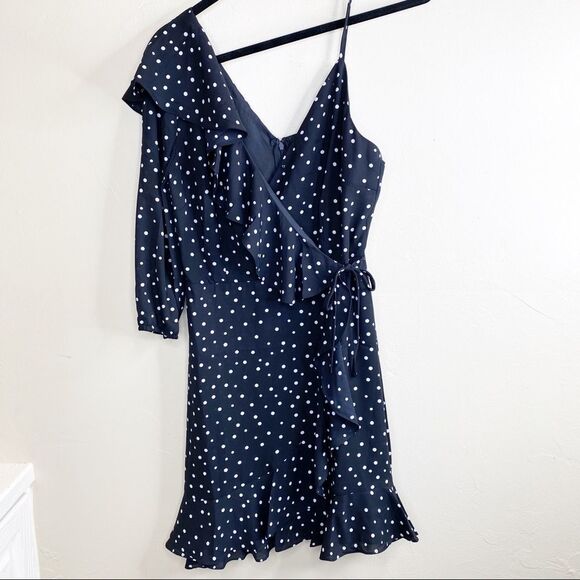 Jack by BB Dakota Hotline Bling Polka Dot One Shoulder Ruffle Mini Dress NWT - Picture 4 of 6